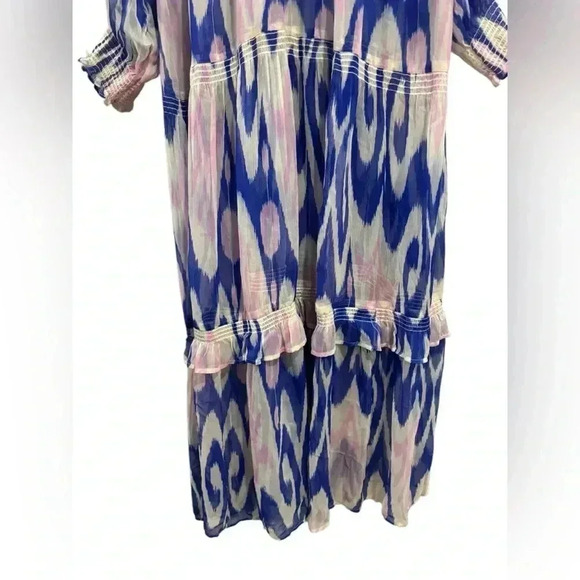 Anthropologie Marais Chiffon Maxi Dress Ruffled Tiers Sheer Tassel Beach Small - Picture 12 of 13